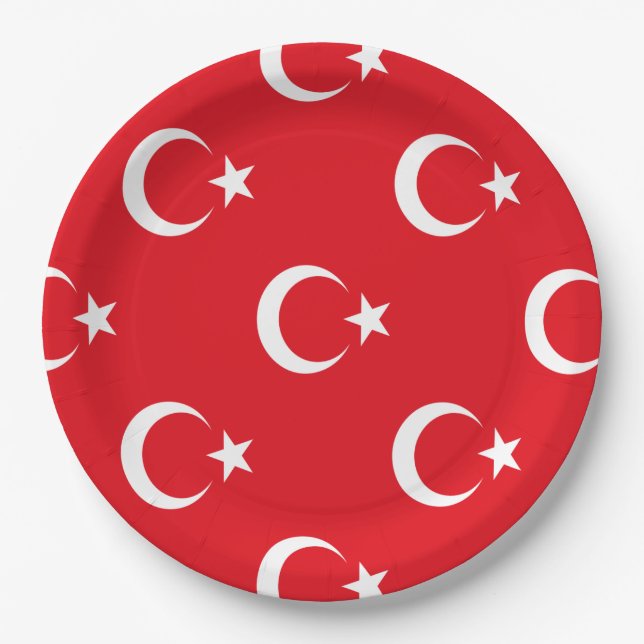 Plato De Papel Bandera de Turquía (Anverso)
