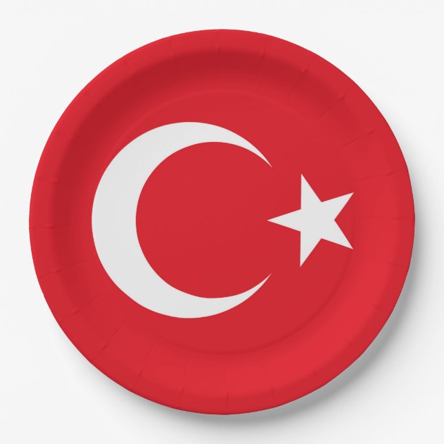 Plato De Papel Bandera de Turquía (Anverso)