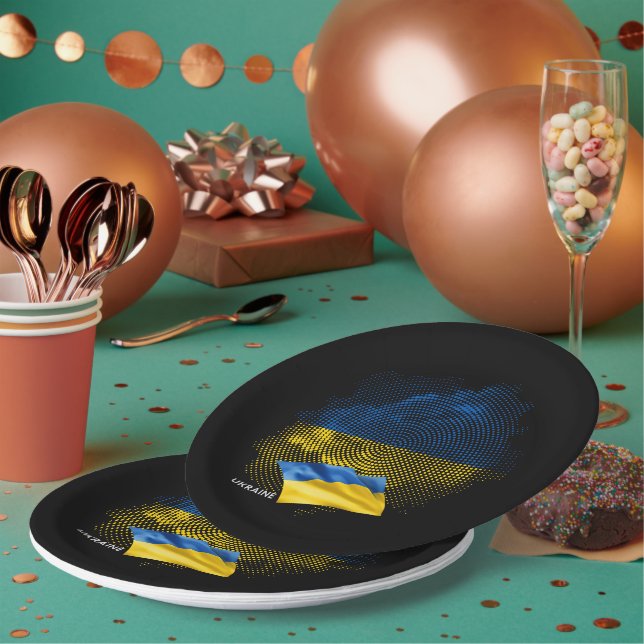 Plato De Papel bandera de Ucrania (Multi)