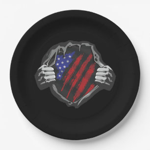 Plato De Papel Bandera de vestir de superhéroes de Estados Unidos