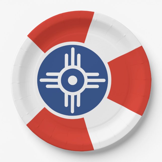 Plato De Papel Bandera de Wichita (Kansas, Estados Unidos) (Anverso)