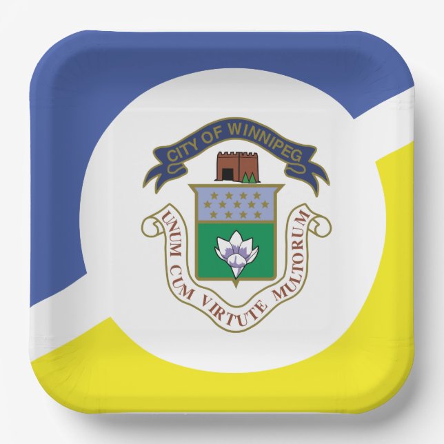 Plato De Papel Bandera de Winnipeg, Manitoba  (Anverso)