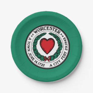 Plato De Papel Bandera de Worcester, Massachusetts