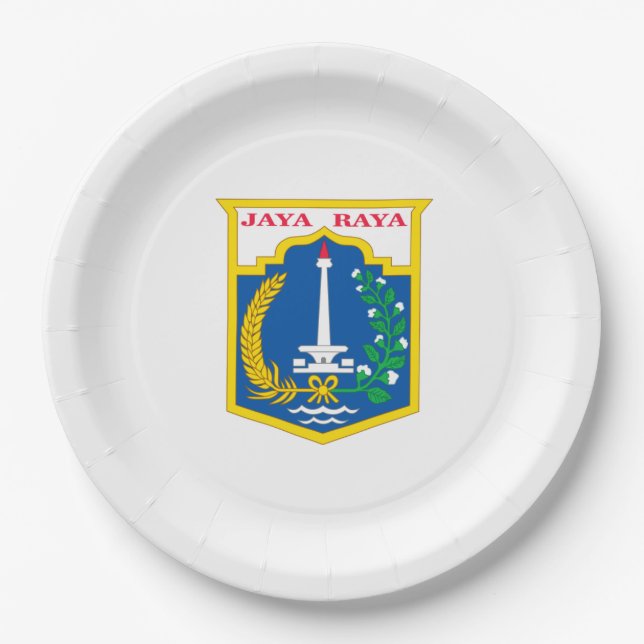 Plato De Papel Bandera de Yakarta (ciudad capital de Indonesia) (Anverso)