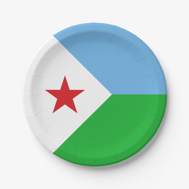Plato De Papel Bandera de Yibuti (Anverso)