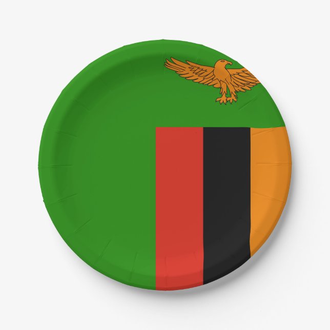 Plato De Papel Bandera de Zambia (Anverso)
