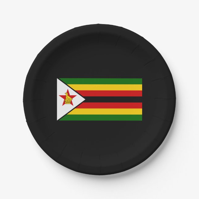 Plato De Papel Bandera de Zimbabue (Anverso)