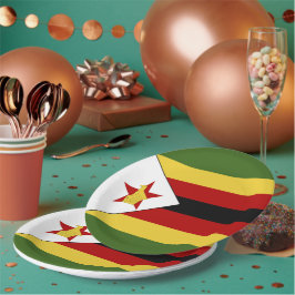 Plato De Papel Bandera de Zimbabue