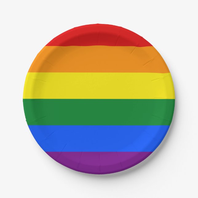 Plato De Papel Bandera del arco iris (LGBT) (Anverso)