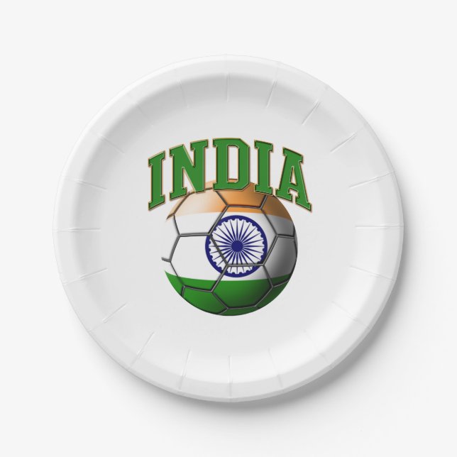 Plato De Papel Bandera del balón de fútbol de la India (Anverso)