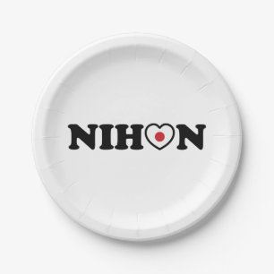 Plato De Papel Bandera del Corazón de Amor Nihon
