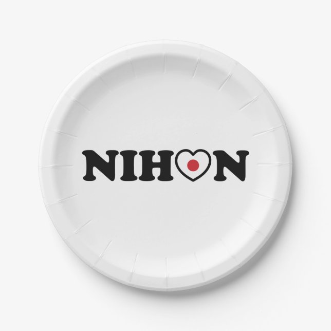 Plato De Papel Bandera del Corazón de Amor Nihon (Anverso)