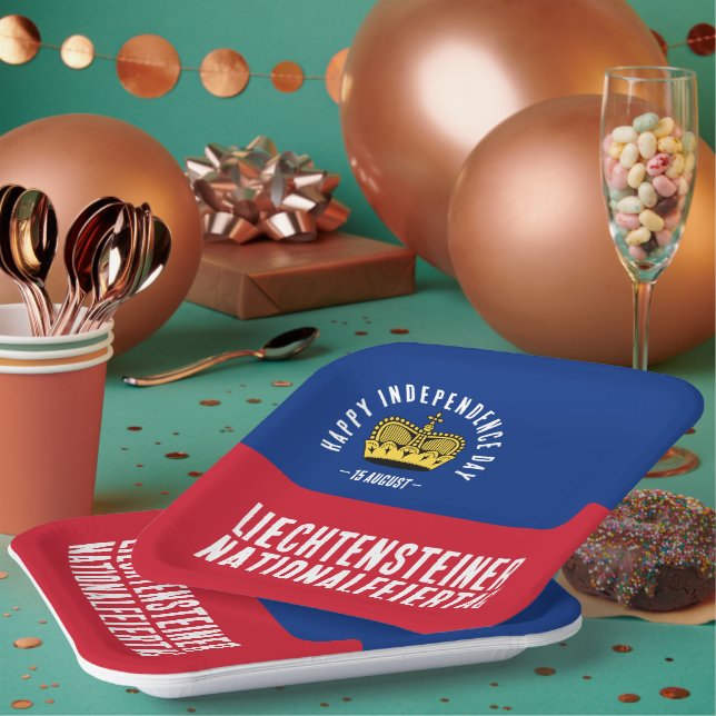 Plato De Papel Bandera del Día Nacional de Liechtenstein (Multi)
