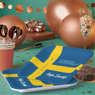 Plato De Papel Bandera del Día Nacional Sueco Sveriges Nationalda