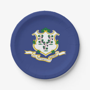 Plato De Papel Bandera del estado de Connecticut