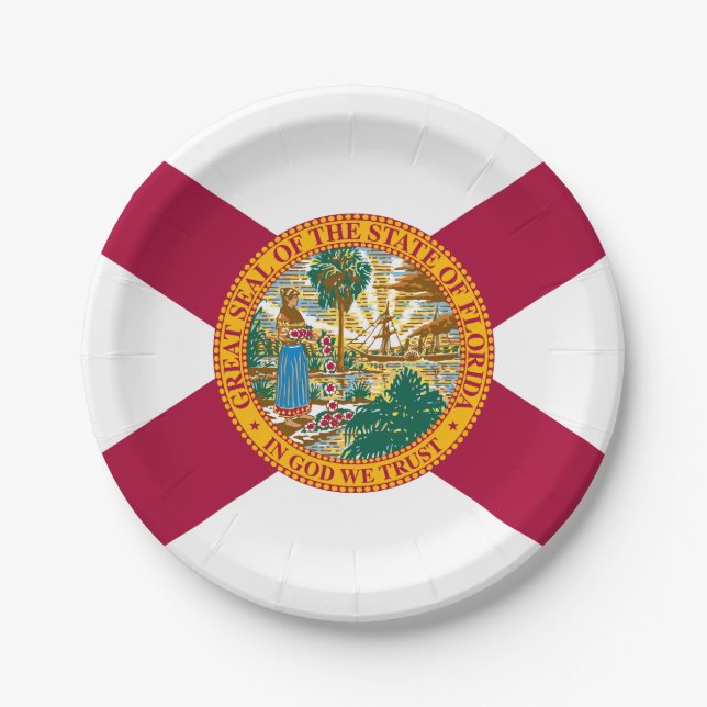 Plato De Papel Bandera del estado de Florida (Anverso)