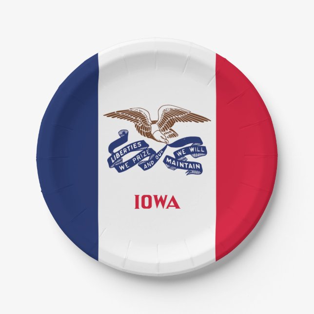 Plato De Papel Bandera del estado de Iowa (Anverso)