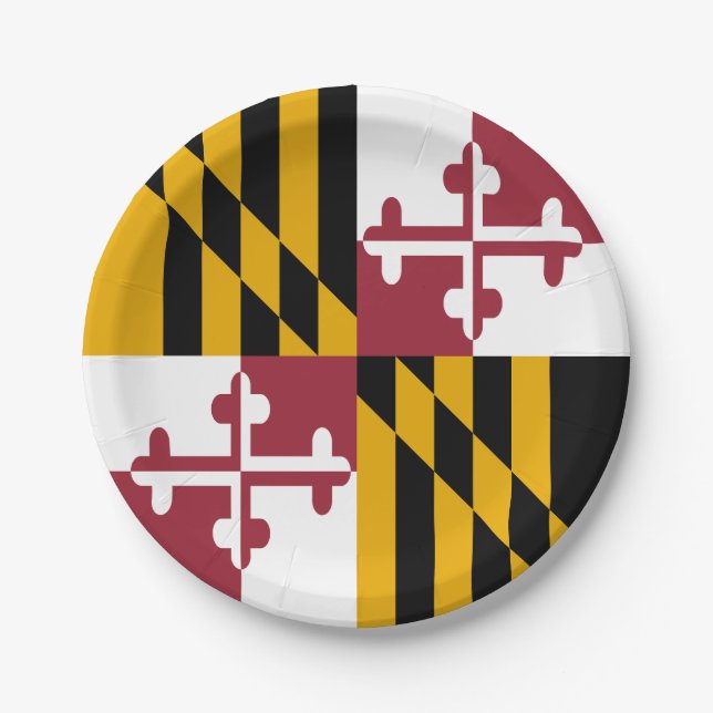 Plato De Papel Bandera del Estado de Maryland (Anverso)