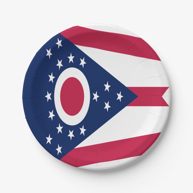 Plato De Papel Bandera del Estado de Ohio (Anverso)
