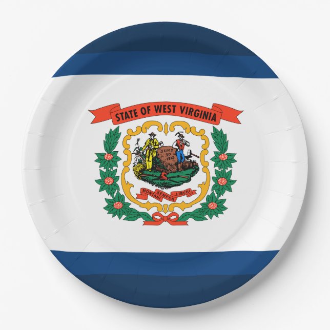 Plato De Papel Bandera del Estado de Virginia Occidental (Anverso)