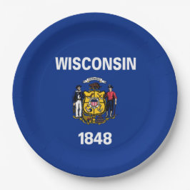 Plato De Papel Bandera del Estado de Wisconsin