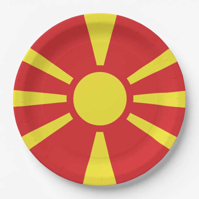 Plato De Papel Bandera del Norte de Macedonia (Anverso)