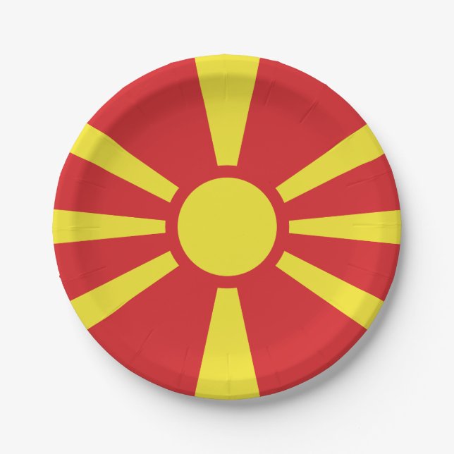 Plato De Papel Bandera del Norte de Macedonia (Anverso)