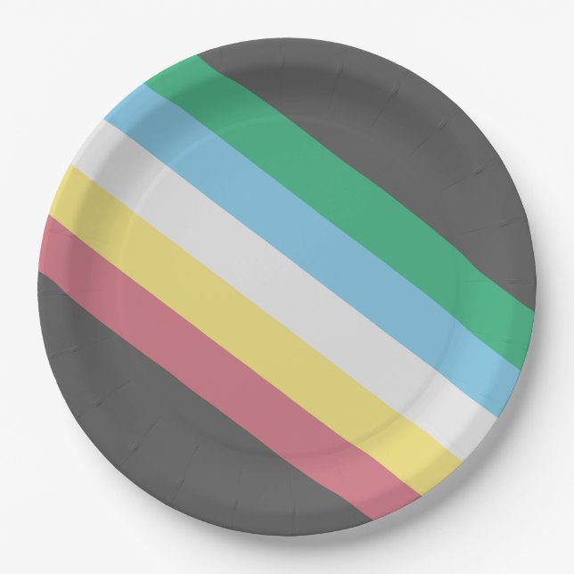 Plato De Papel Bandera del Orgullo de la Discapacidad (Anverso)