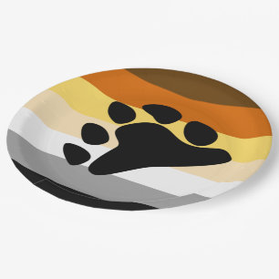 Plato De Papel Bandera del Orgullo de los Osos con Pata
