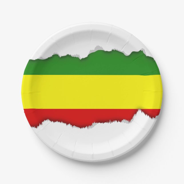 Plato De Papel Bandera del orgullo de Rastafarian (Anverso)