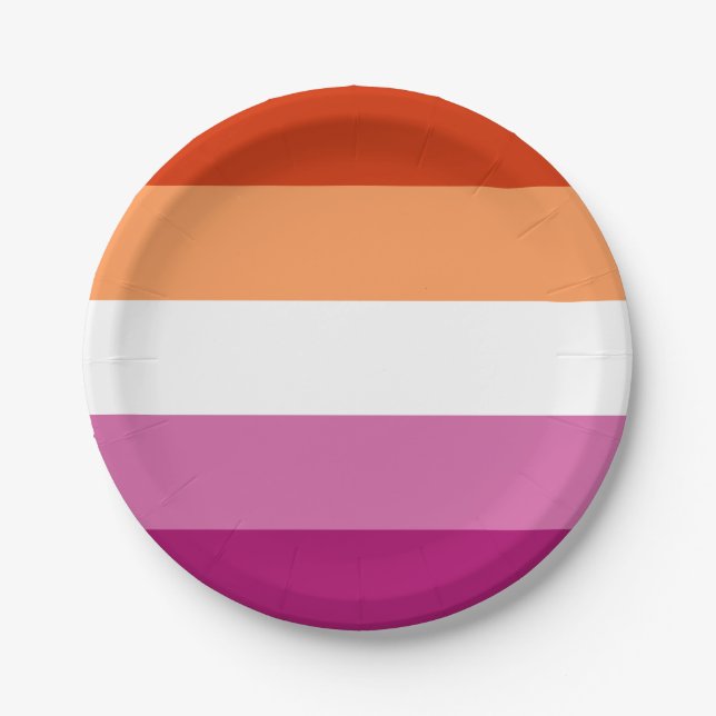 Plato De Papel Bandera del Orgullo Lesbiano LGBTQ (Anverso)