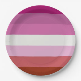 Plato De Papel Bandera del Orgullo Lesbiano Rosa