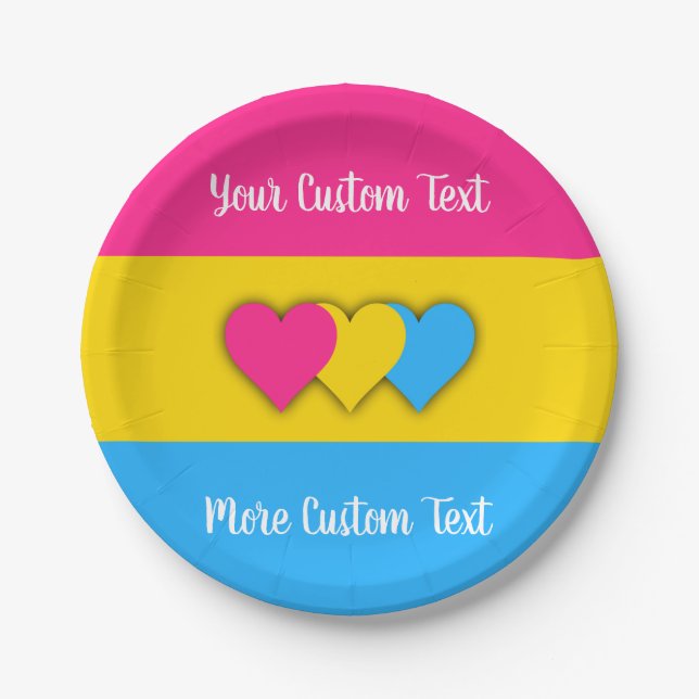 Plato De Papel Bandera del orgullo pansexual con placas de papel  (Anverso)