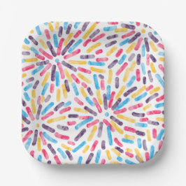 Plato De Papel Bandera del Orgullo Polímarcial Resumen de fuegos 