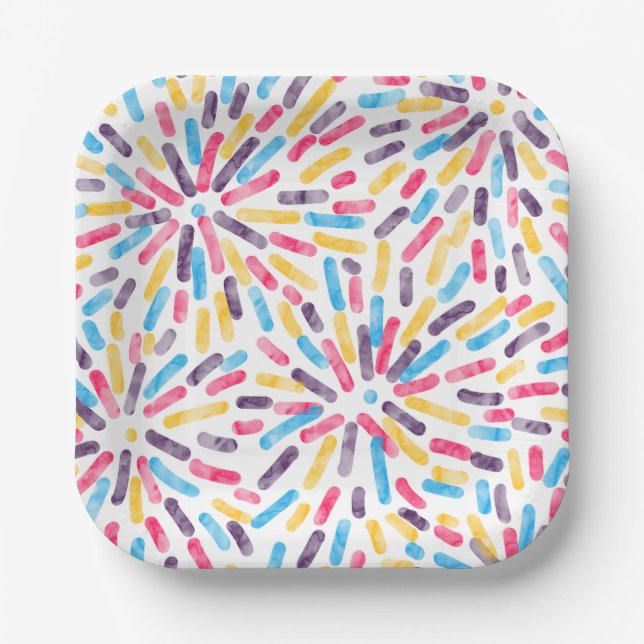 Plato De Papel Bandera del Orgullo Polímarcial Resumen de fuegos  (Anverso)