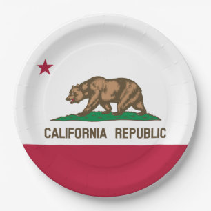 Plato De Papel Bandera del Oso de la República de California: Cal