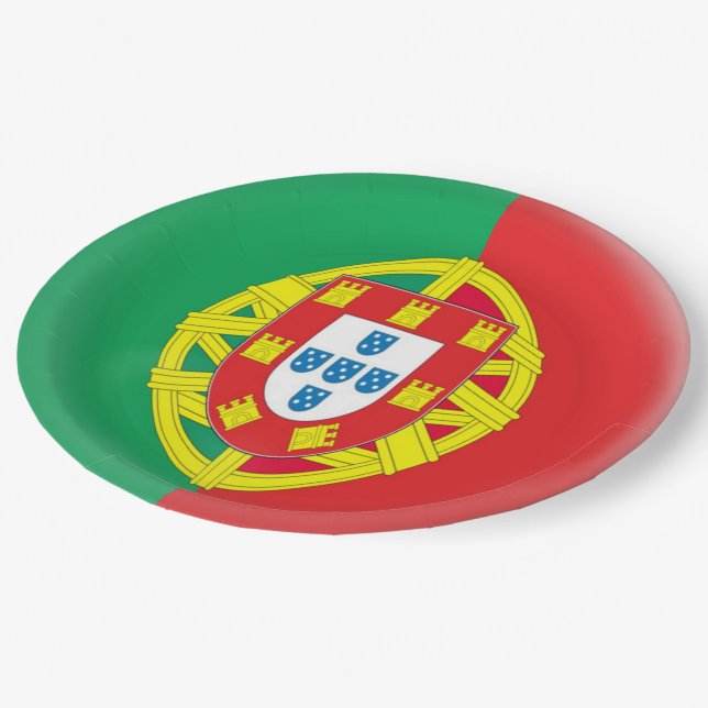 Plato De Papel Bandera del portugués de Portugal (Angular)