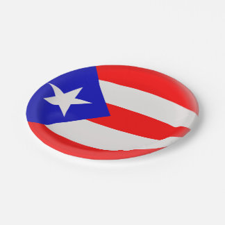 Plato De Papel Bandera del puertorriqueño de Puerto Rico