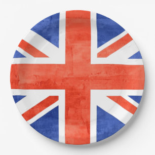 Plato De Papel Bandera del Reino Unido Grunge