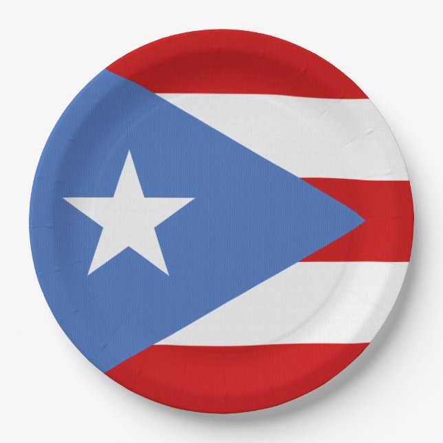 Plato De Papel Bandera del tema de Puerto Rico (Anverso)