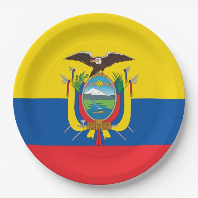 Plato De Papel Bandera: Ecuador (Anverso)
