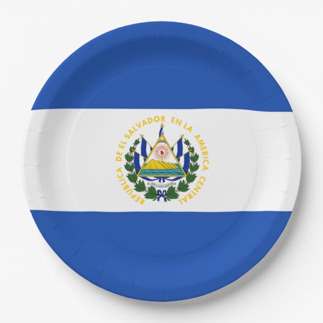 Plato De Papel Bandera: El Salvador (Anverso)