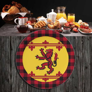Plato De Papel Bandera escocesa patriótica, Rampant, plaid, Escoc