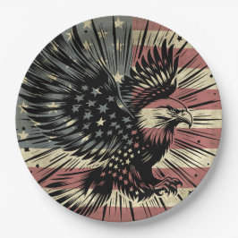 Plato De Papel Bandera estadounidense Bald Eagle Patriotic