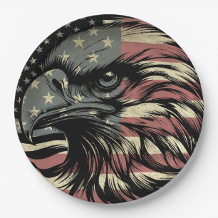 Plato De Papel Bandera estadounidense Bald Eagle Patriotic