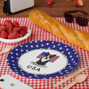 Plato De Papel Bandera estadounidense Cute USA Bandera Boston Ter