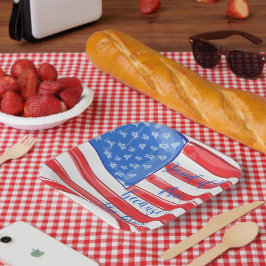 Plato De Papel Bandera estadounidense patriótica tierra de los li