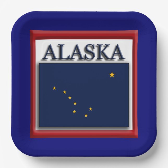 Plato De Papel Bandera estatal de Alaska 9" (Anverso)