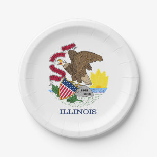 Plato De Papel Bandera Estatal de Illinois