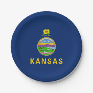 Plato De Papel Bandera estatal de Kansas